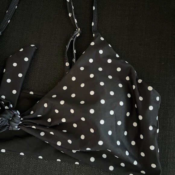 Blooming Jelly Black White Polka Dot Removable Pads Bikini Top Swimsuit Large - Picture 4 of 7